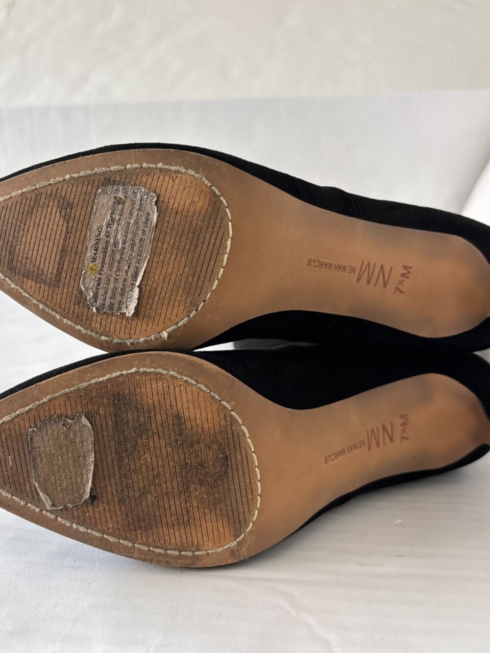 Neiman Marcus Black Suede Over the Knee Stiletto Boots Pointed Toe Tie Back 7.5M - Picture 14 of 14